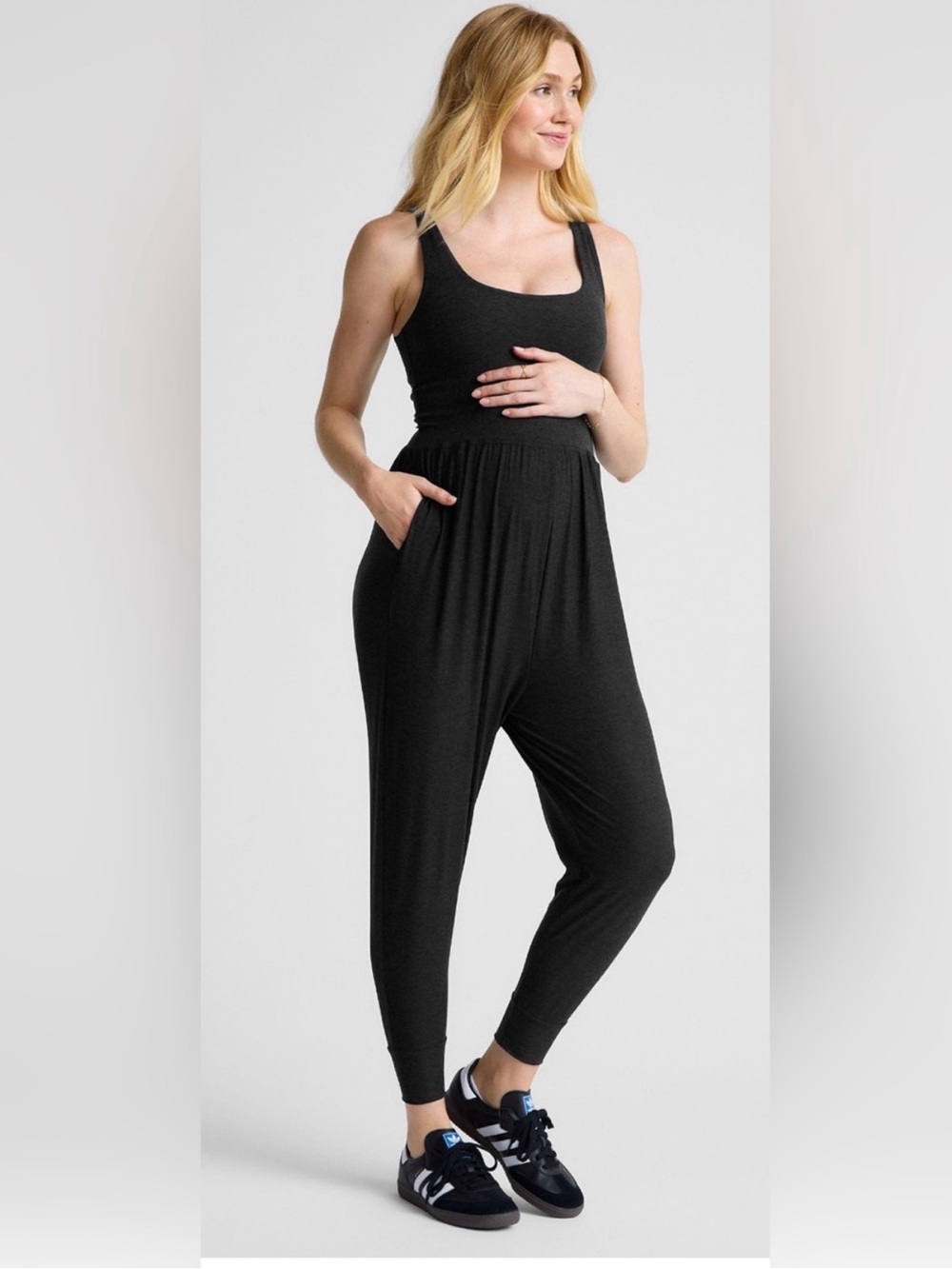 Black Maternity Sleeveless Jumpsuit S